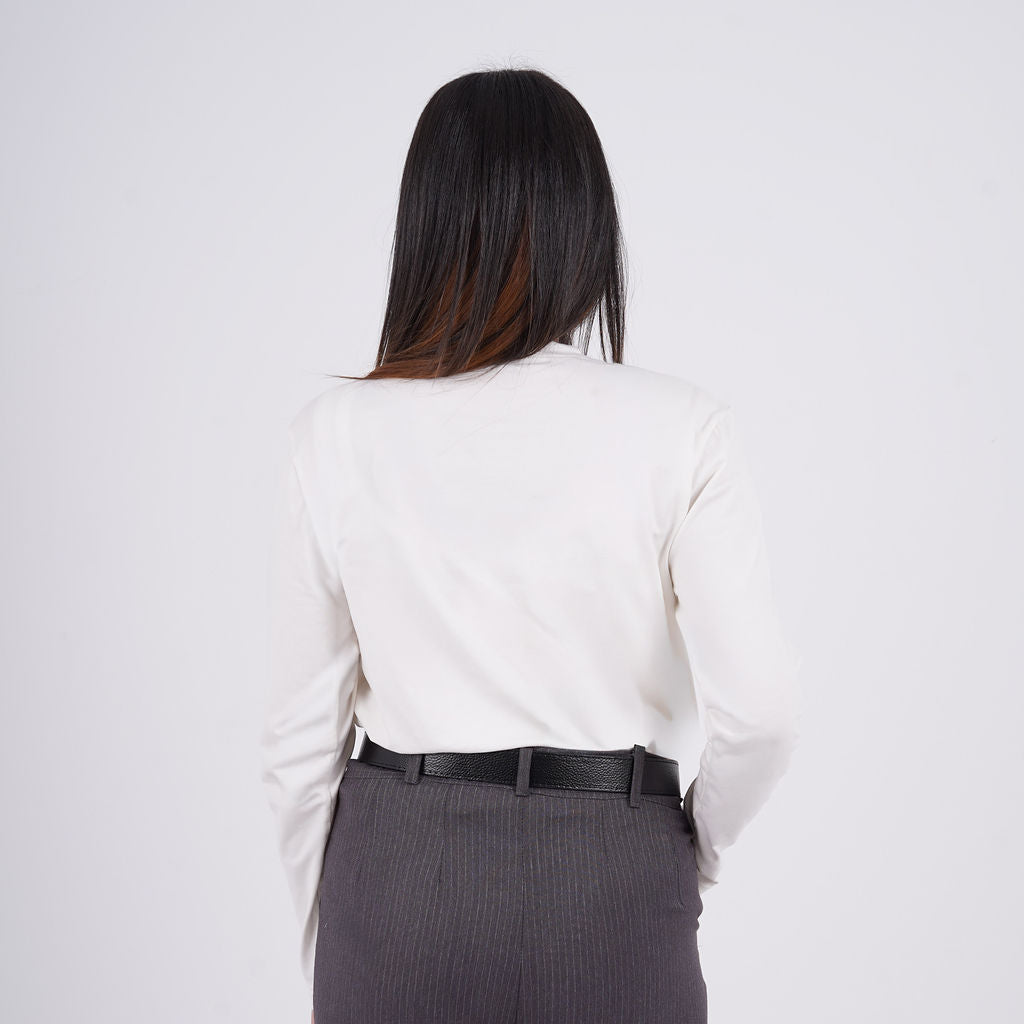 Women White Basic Long Sleeve Tee