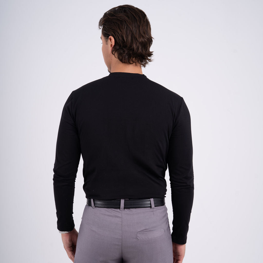 Men Black Basic Long Sleeve Tee
